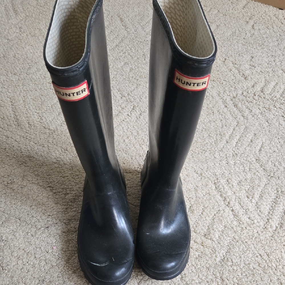 Hunter Classic Black Waterproof Boots EU 37 Big Kid Size 5.5/6
